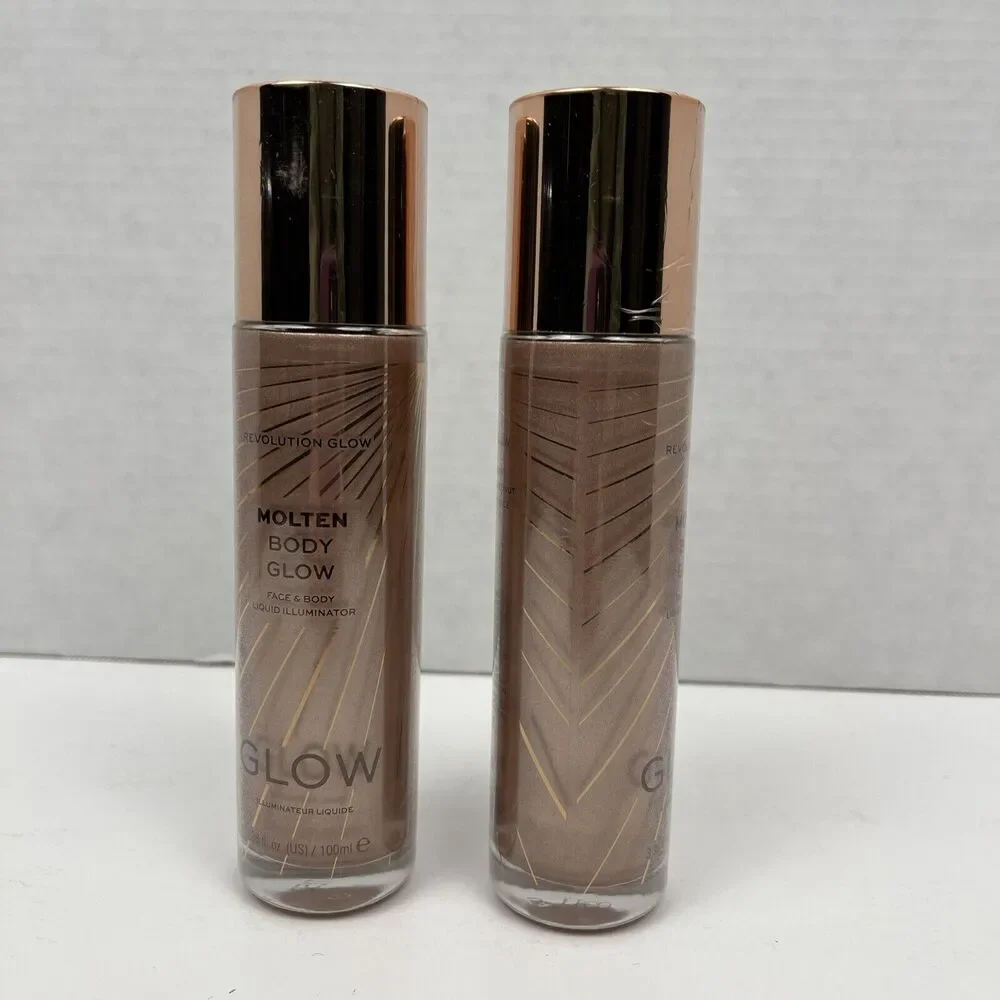 Revolution Liquid Illuminator Molten Body Glow Rose Gold Face Body Lot of 2